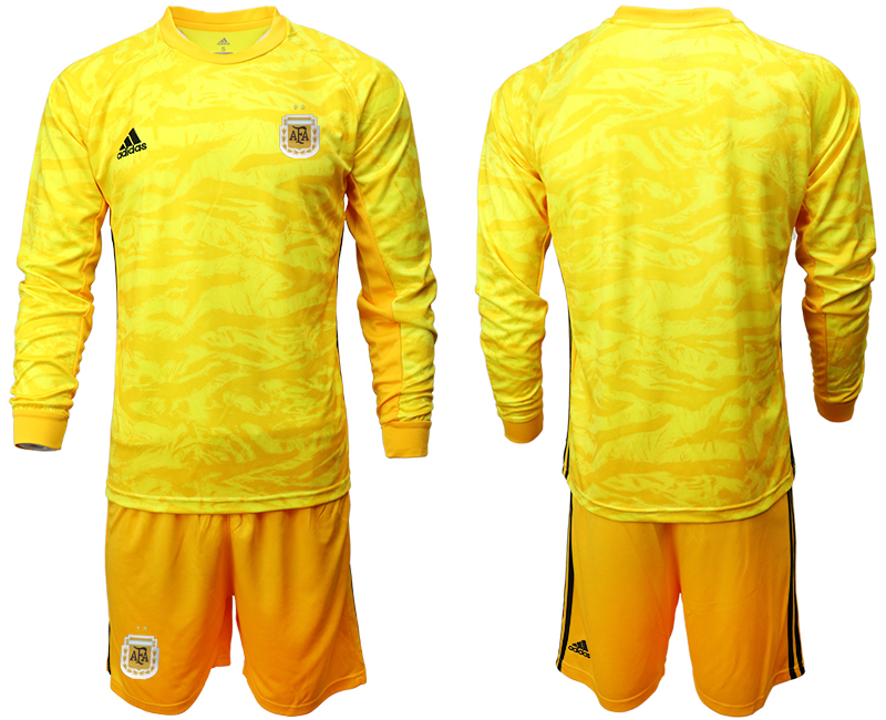 Men 2020-2021 Season National team Argentina goalkeeper Long sleeve yellow Soccer Jersey->argentina jersey->Soccer Country Jersey